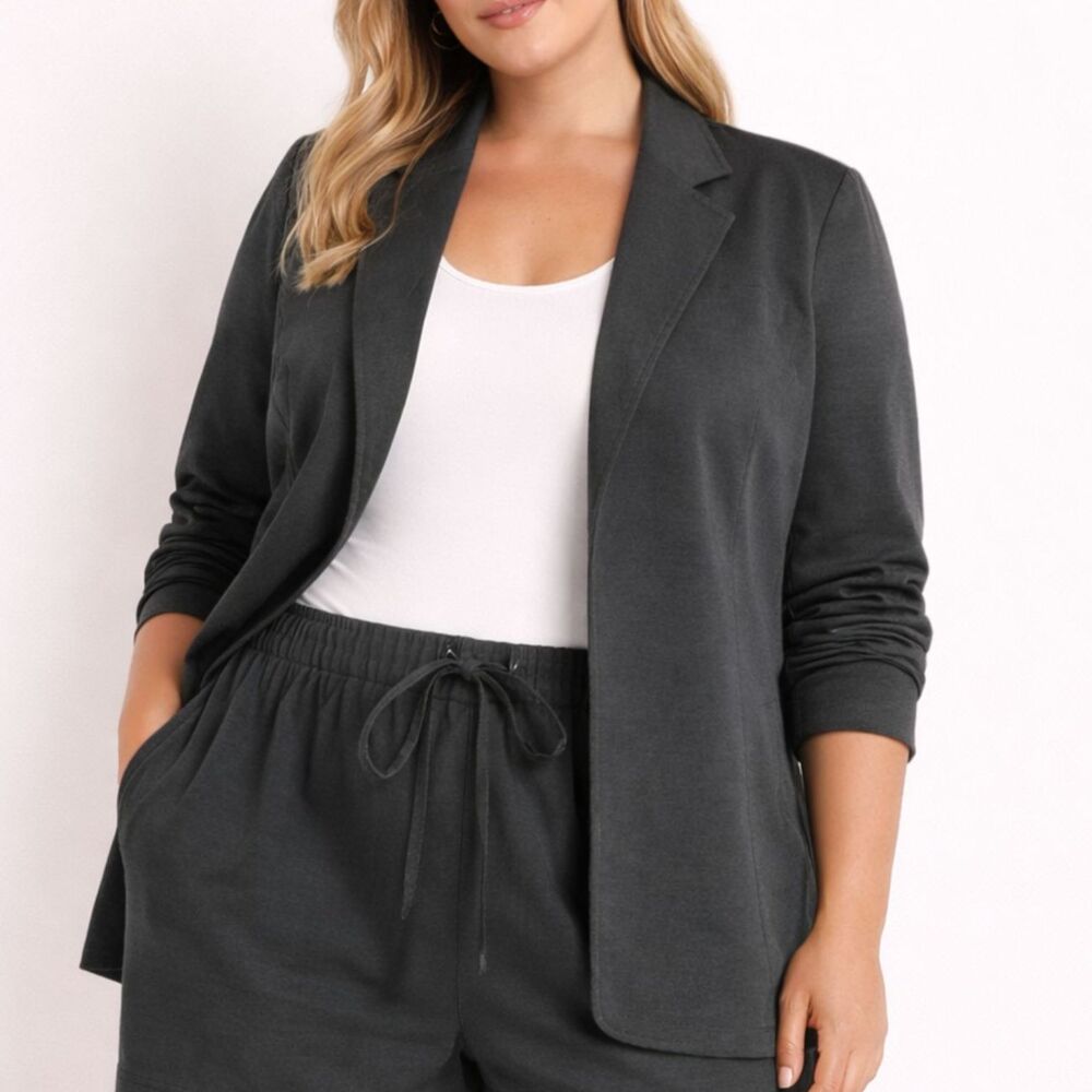 Pari Passu NWT Plus Size Wool Debi Blazer Charcoal Size 16 Luxury Quiet Luxury